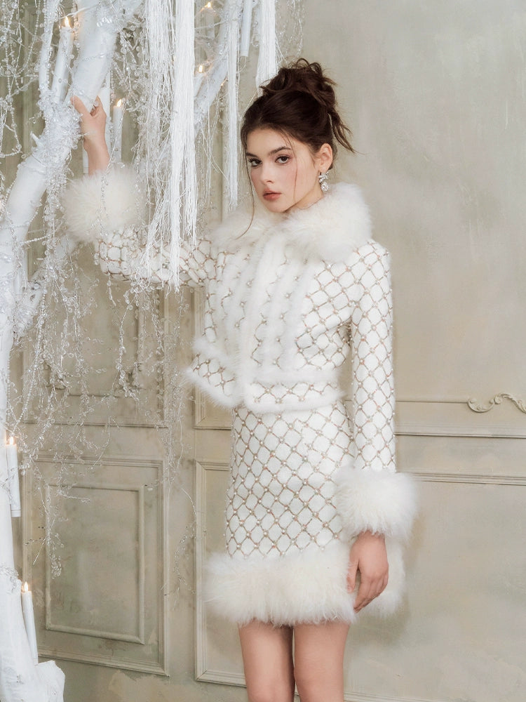 Wardrobes By Chen Elegant Embroidered Sequin/Bead Jacket/Short Skirt-Jay