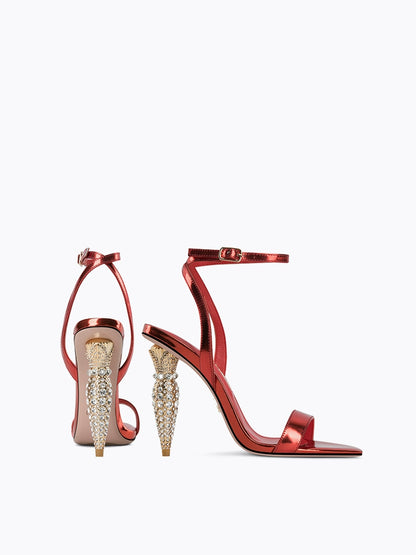 Fab-fei rhinestone stiletto sexy high heels sandals - lipstick
