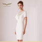 Gorgeous high end white small dress skirt can usually wear banquet host dress- Etia