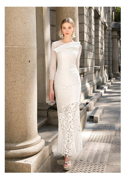 2021 elegant high-end banquet evening cocktail lace evening dress - Saele