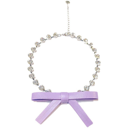 Le Palais Vintage Luxury Large Sparkling Diamond Bow Necklace Clavicle Chain-Moet.