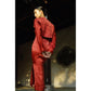 Orange red new Chinese jacquard two-piece dress - Eliana