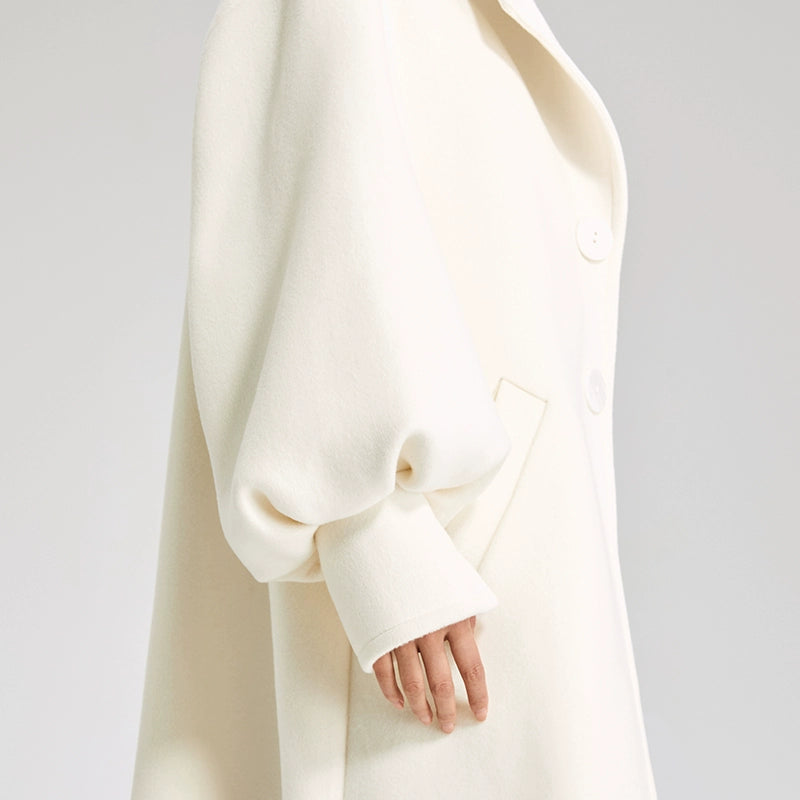 LEDIM W  wool white balloon sleeve long winter coat-SIGNER