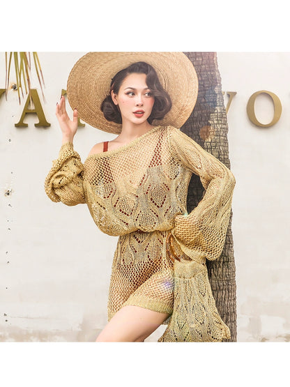 Le Palais Vintage Original Retro Gold Thread Sequins Sparkling Woven Bag-Clinton.