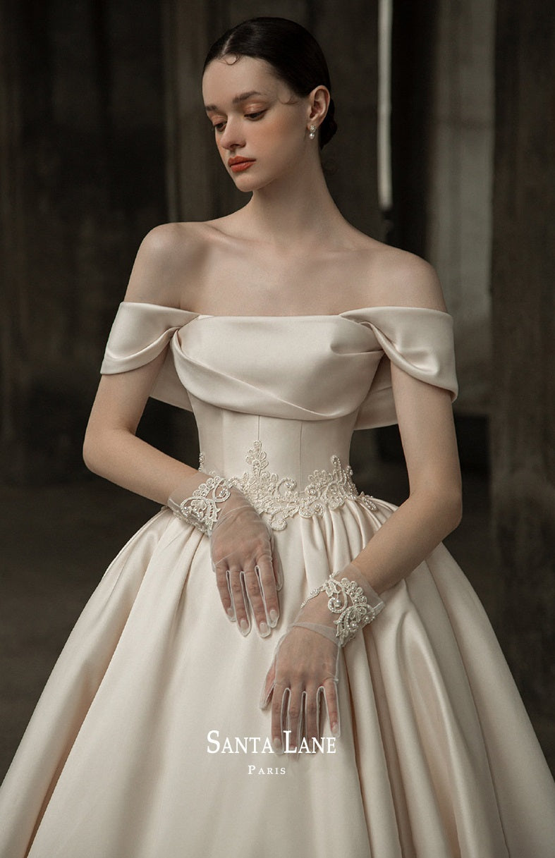 Early Spring 2023 Winter one-shoulder satin satin wedding dress- Sally GOOD GIRL REBEL Early Spring 2023 Winter one-shoulder satin satin wedding dress- Sally GOOD GIRL REBEL