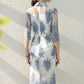 Luxury pleated drop hem royal blue mother of the bride cocktail elegant lapel exquisite high-end long lace dress - Keely