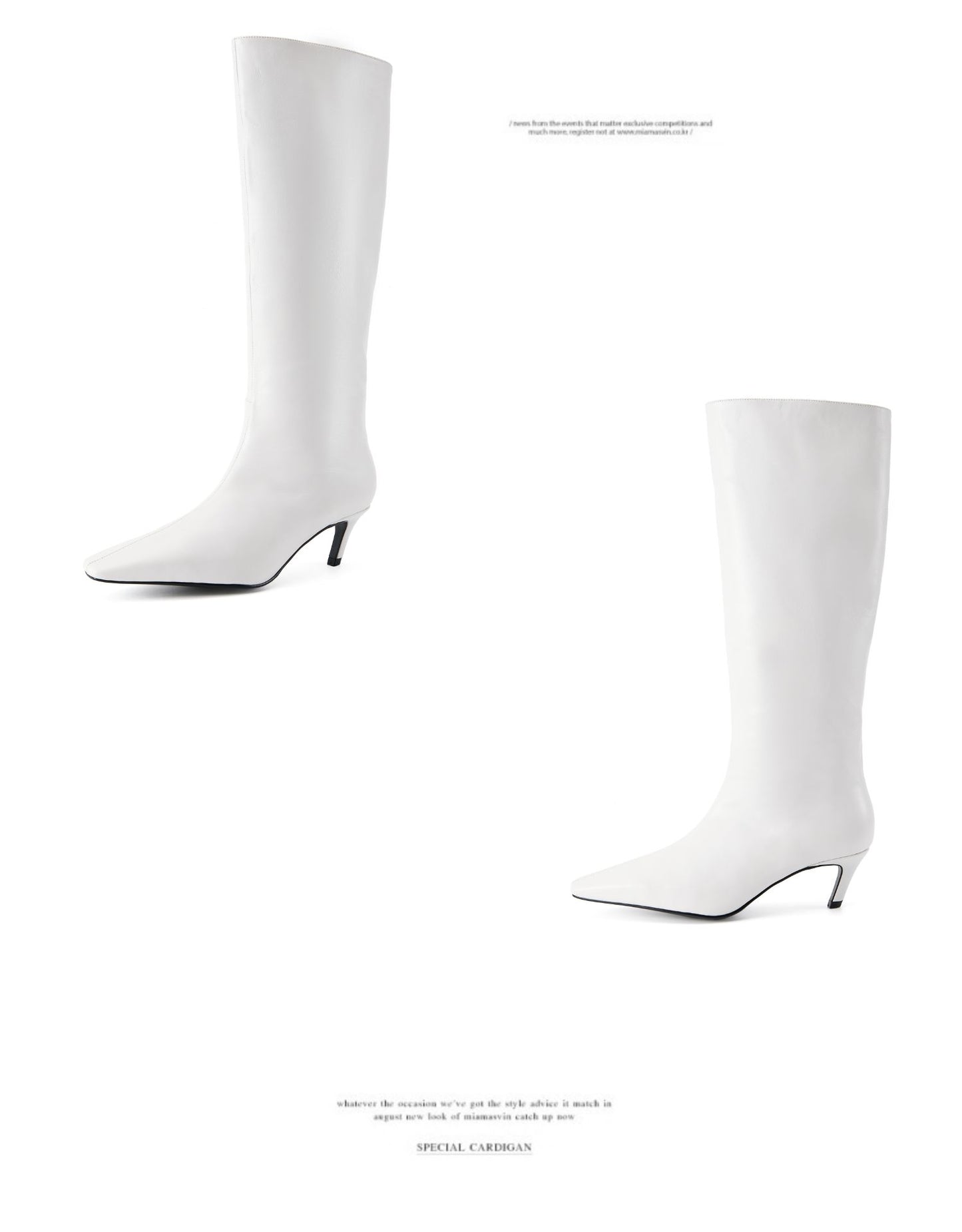 B-FEI original niche design minimalist style straight boots black and white leather personality slanted heel high boots- Melo