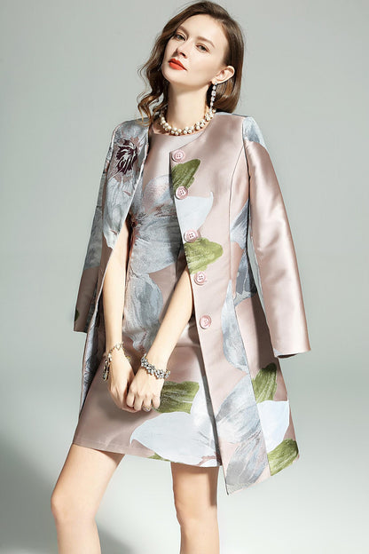 Limited Edition New Luxury Jacquard Print Windbreaker Coat jacket dress - Lane