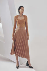 Assymetric Pleated Top with Skirt