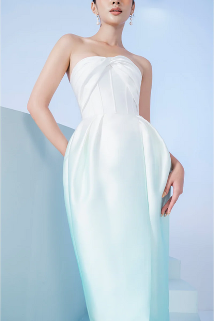 Early Spring 2023 new tube top pleated waist gradient dress- Nila