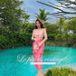 Sexy pink spaghetti strap backless retro vintage dress- Elisa