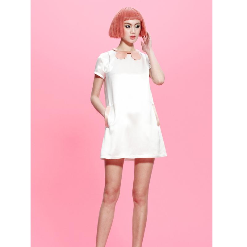 Macaron pink-white doll dress- Giole