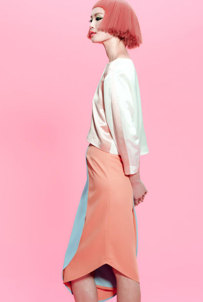 Macaron pink-white blouse- Trica