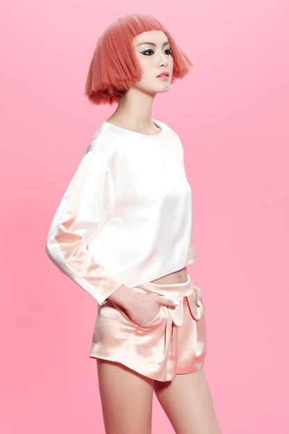 Macaron pink-white blouse- Trica