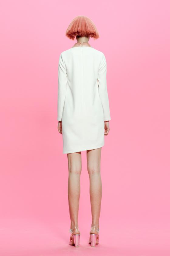 Designer women's spring and summer white pink coat dress- Bridget