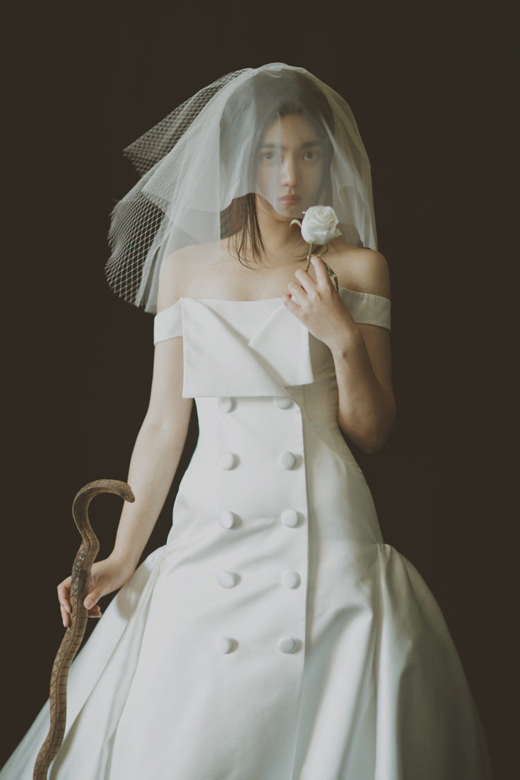 Early Spring 2023 original knot wedding retro light wedding dress short bridal veil- Yun Qiao