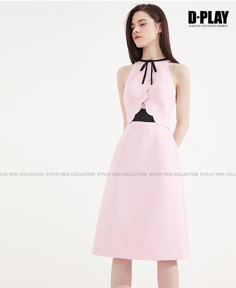 Cherry blossom sleeveless high waist pastel pink bridesmaids wedding guest dress- peita L