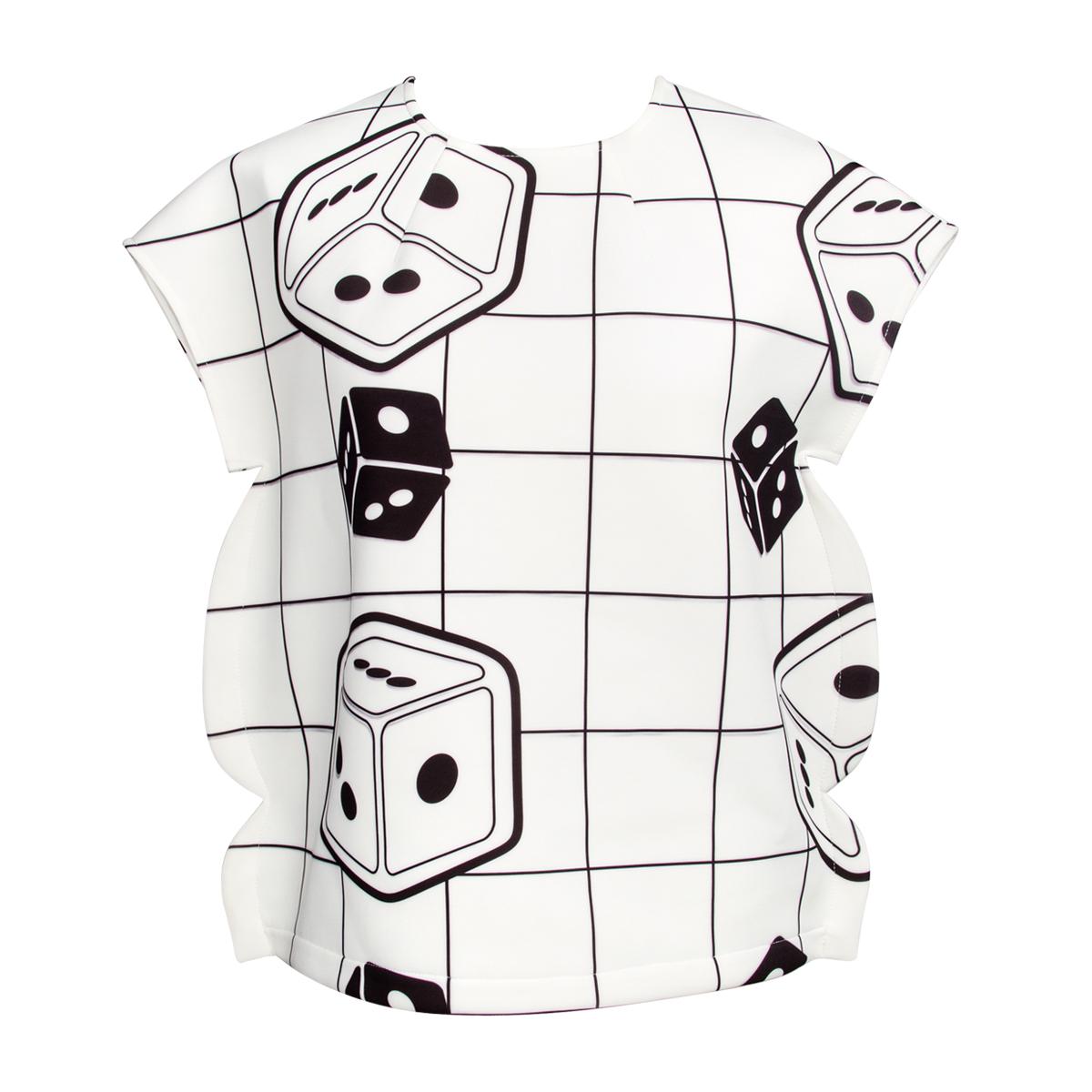 Mahjong series of new black and white plaid dot printed blouse and short suit set- Sata