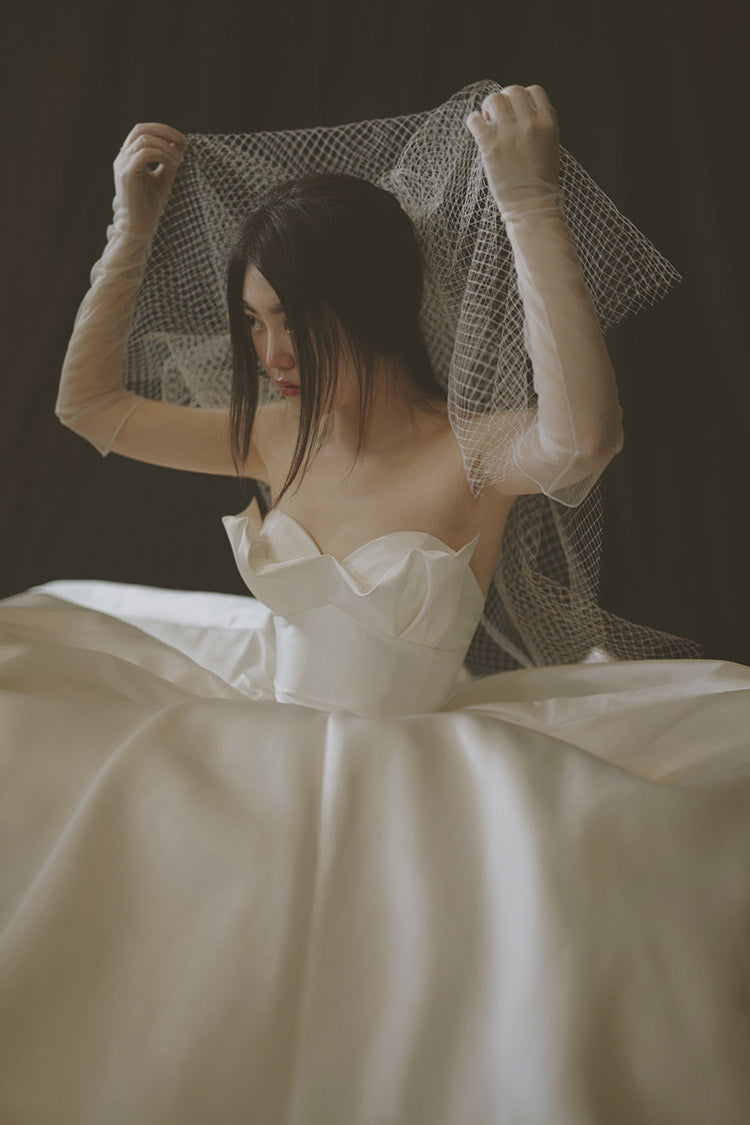 wedding dress long gloves Early Spring 2023 original authentic bridal wedding dress wedding lace long gloves- Souvenir