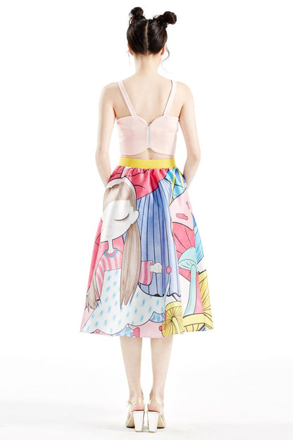 Series print full umbrella skirt- Sori