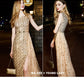 High-end luxury  Gold shimmery sleeveless evening dinner dress - ipi