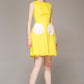 Independent designer women's sleeveless yellow circular pocket dress- Mary
