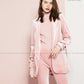 Pink seven sleeves two-piece suit professional suit velvet suit + bell-bottoms trousers two-piece suit- Hitas