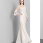 High end long textured white tuxedo high-end evening wedding dress - Naki