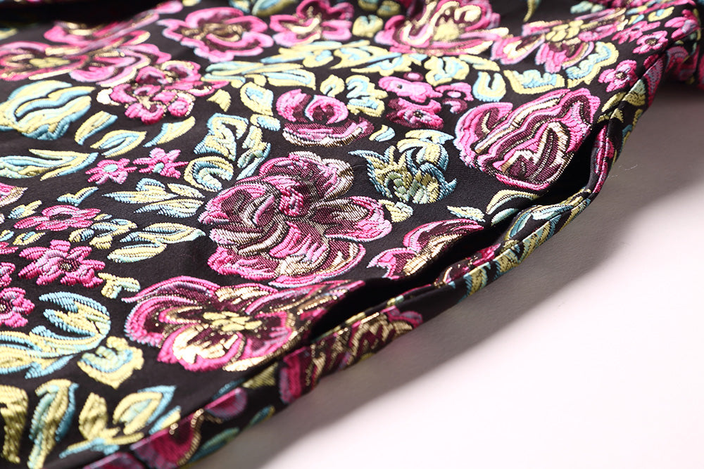Luxury flower embroidery jacquard retro oversized coat- Stille