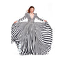 Limited black and white stripe long sleeve V neck maxi evening gown -  Cher