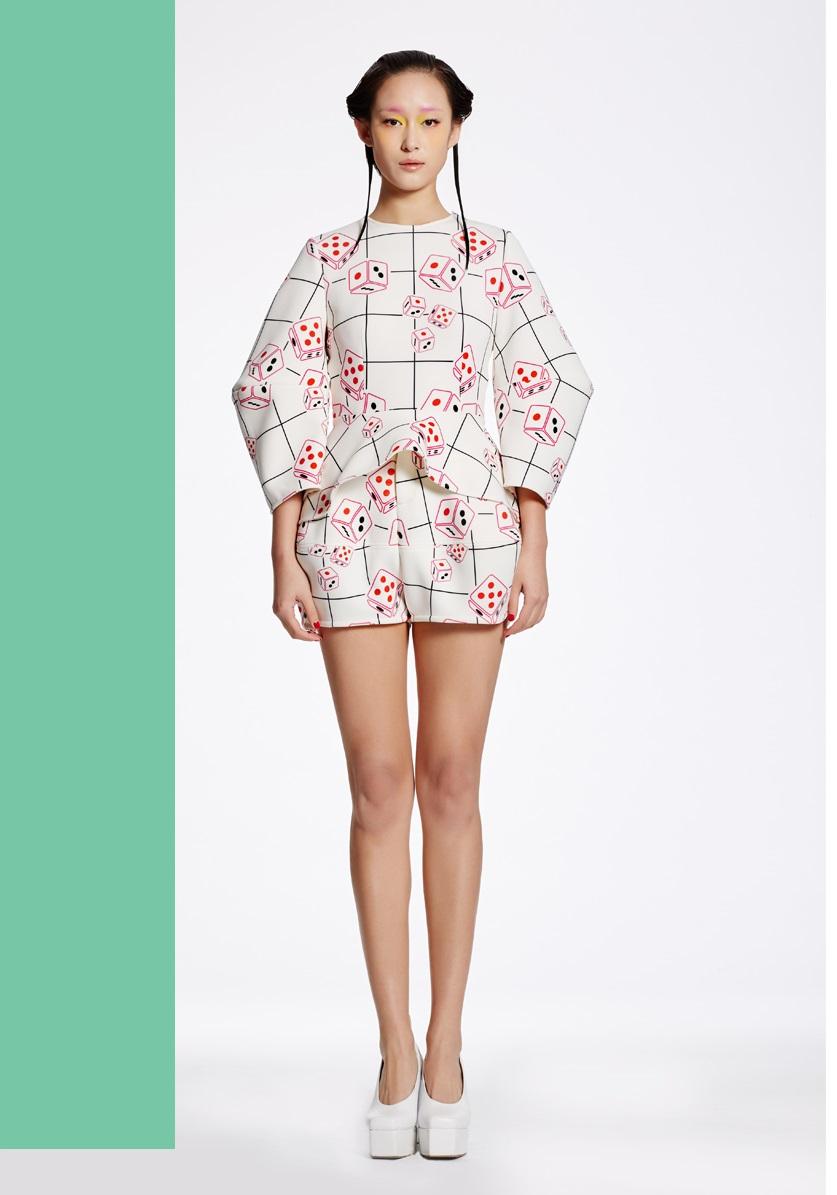 Spring and summer long-sleeved mahjong profile printed pep blouse- Alias