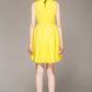 Independent designer women's sleeveless yellow circular pocket dress- Mary