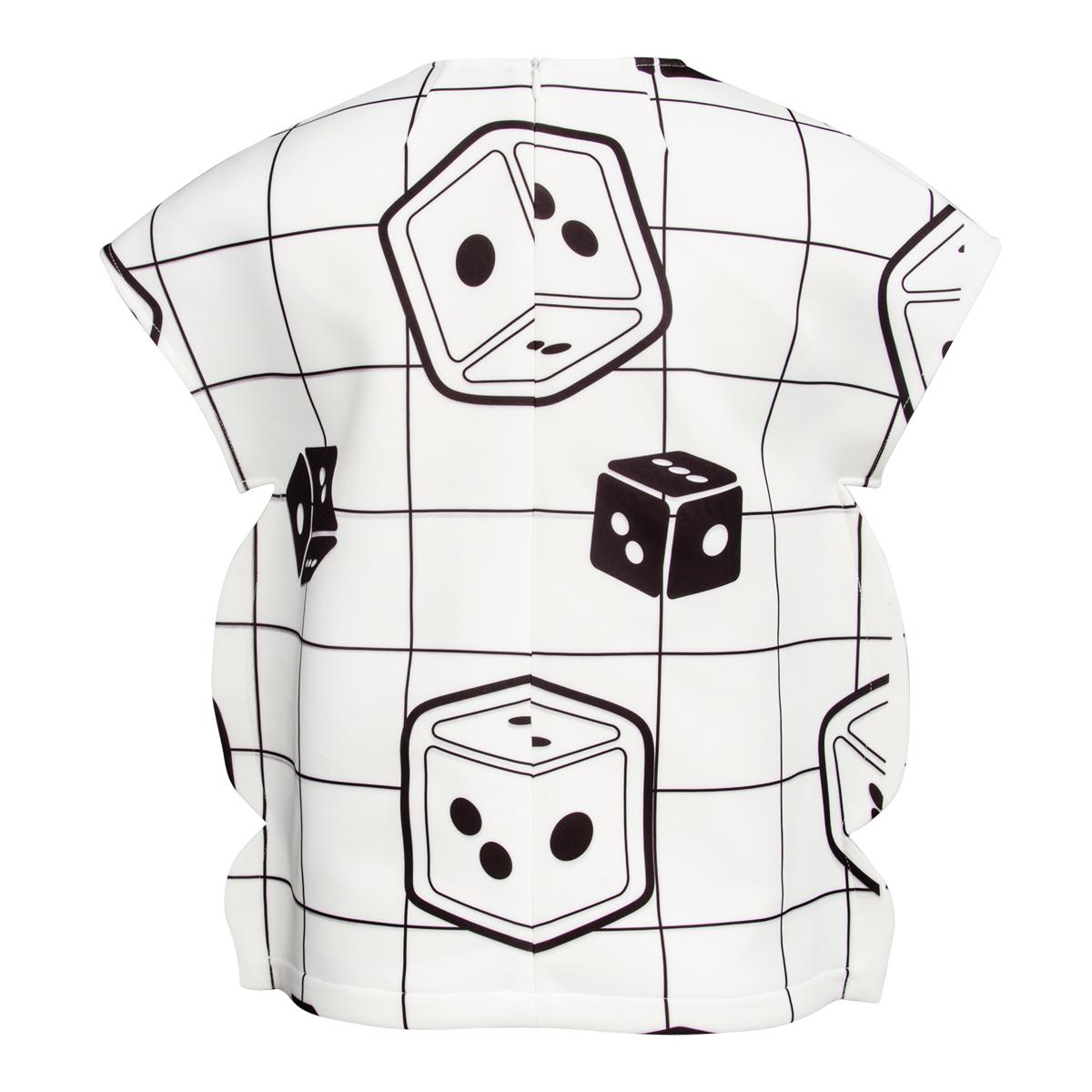 Mahjong series of new black and white plaid dot printed blouse and short suit set- Sata