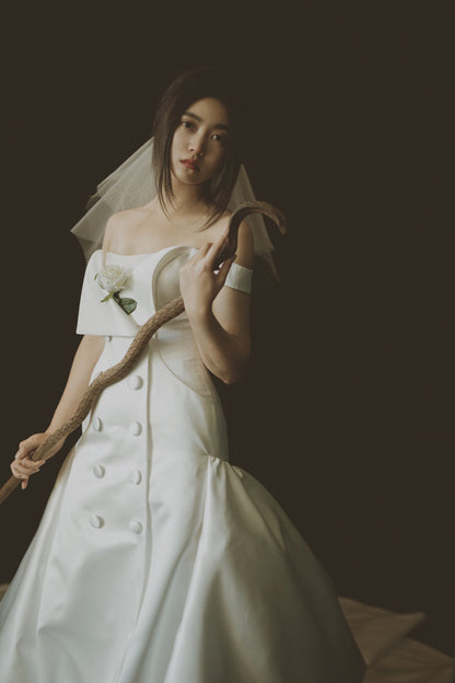 Early Spring 2023 original knot wedding retro light wedding dress short bridal veil- Yun Qiao