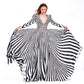Limited black and white stripe long sleeve V neck maxi evening gown -  Cher