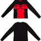Cotton corset red and black long-sleeved knit sweater- Marina