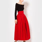 High waist red stitching Puff big skirt- Sofa