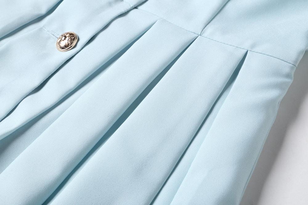 Audrey Hepburn inspired retro light blue pastel blue floral printed short sleeve 1950's inspired midi full swing dress - Roman