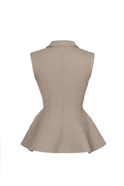 Tailored mink grey skirt top set - Patricia