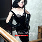Le Palais vintage retro pinup sexy black velvet low cut bustier sweetheart neckline pencil lbd dress- Key