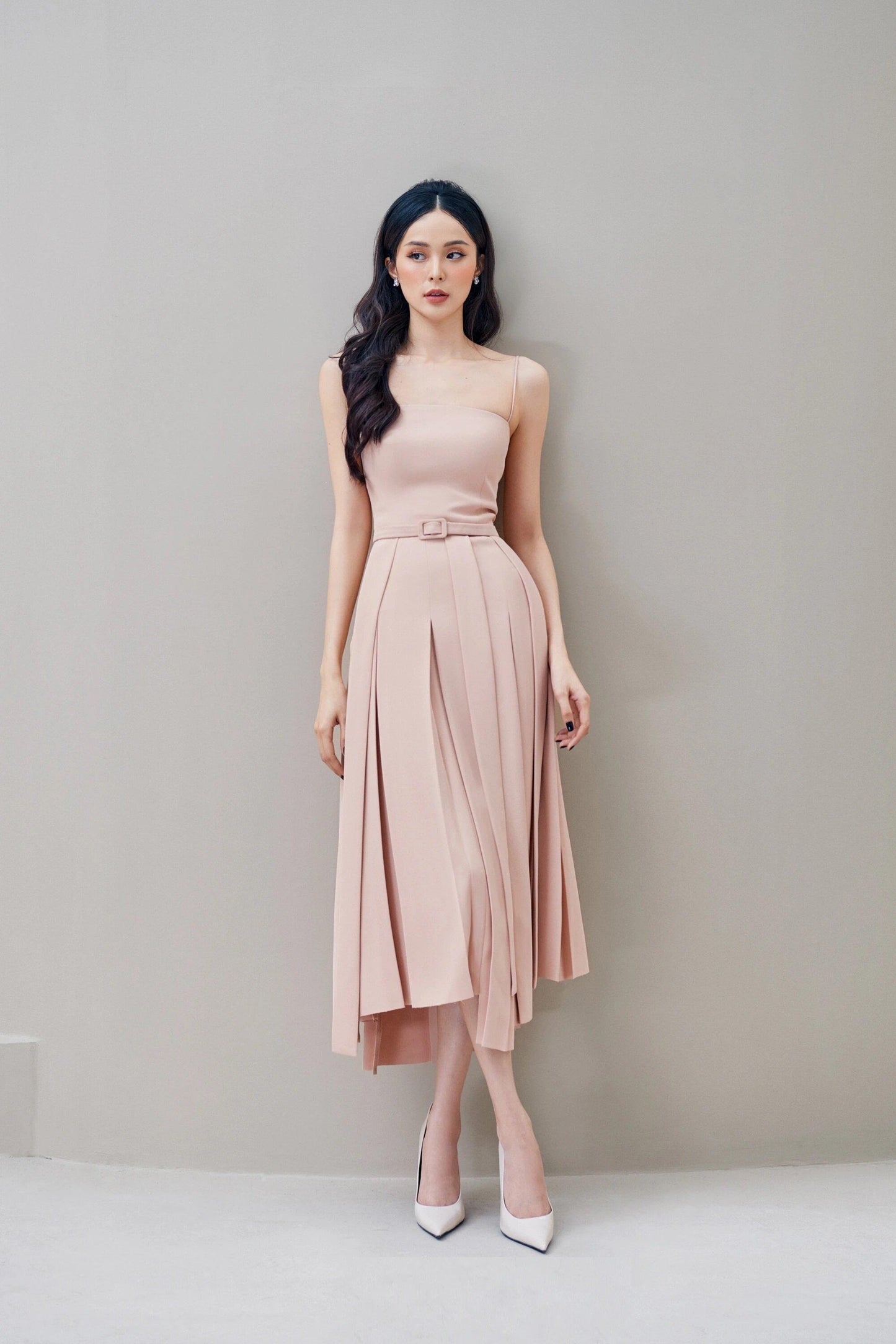 cocktail wedding guest pleated dress- Rosa