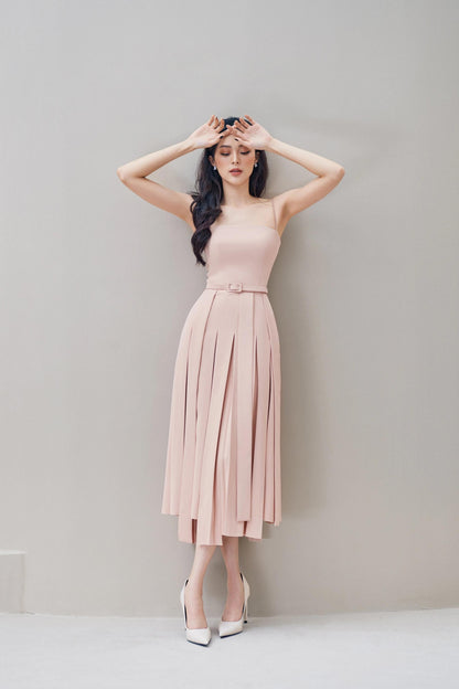 Cocktail wedding guest pleated dress- Rosa