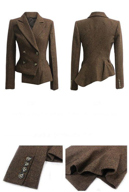 Limited edition vintage inspired high fashion brown work cocktail wool blazer