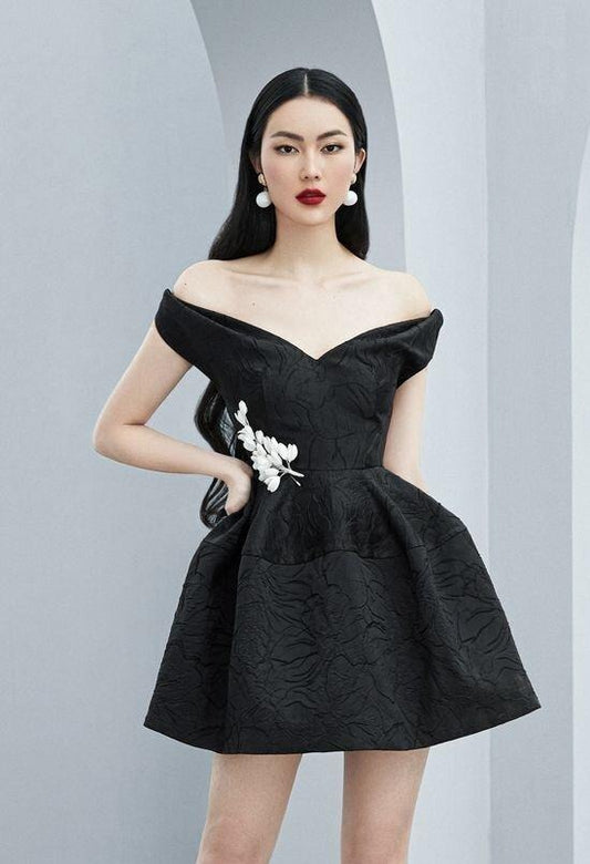 MATINEE BELL MINI  LBD COCKTAIL BLACK DRESS- Opia