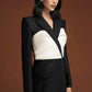 The goddess black and white pleated chest trench coat- Aliah