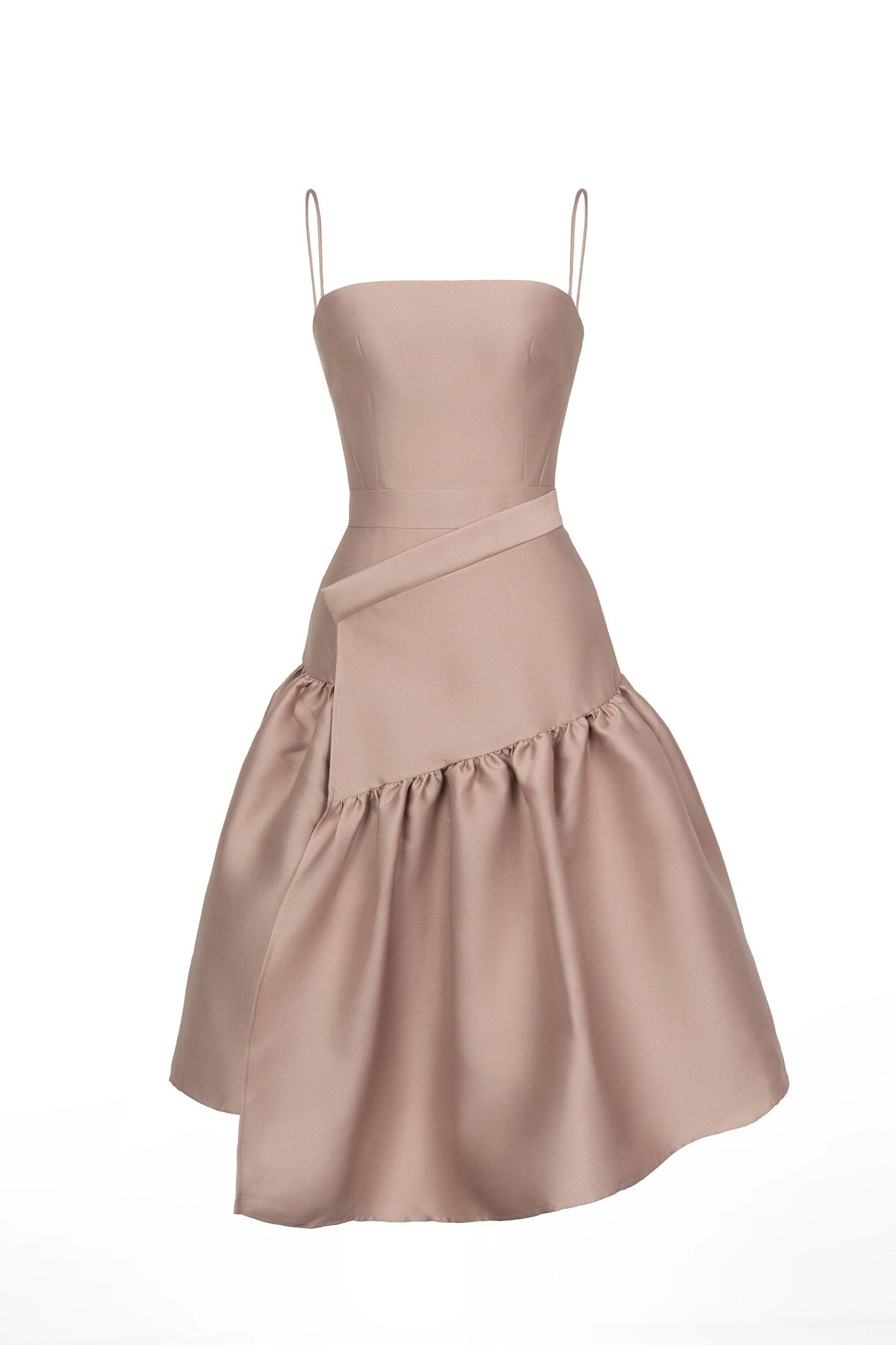 Satin sphagetti strap cocktail Nude pink dress - Camil
