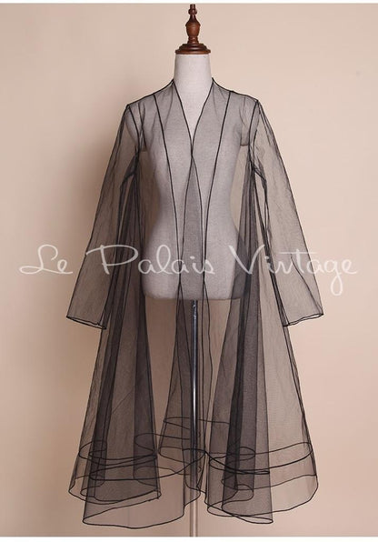 Vintage retro pinup 1950 transparent jacket cover dress night gown- Sal