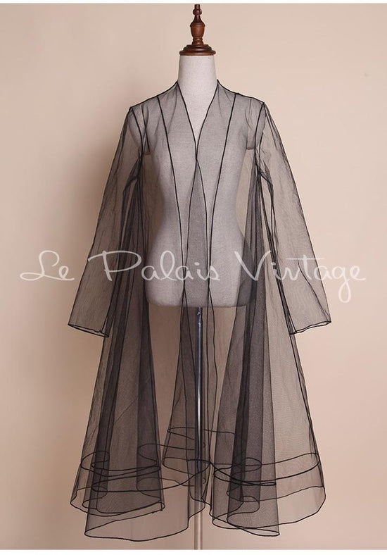 Vintage retro pinup 1950 transparent jacket cover dress night gown Sa
