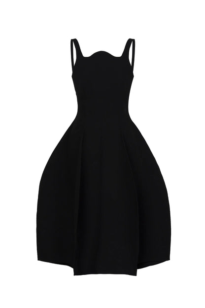 structured coocone thick sphagettit strap cocktail midi dress - Grace