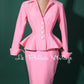 Vintage retro pin up paste pink pencil skirt 2 piece set suit- Simple